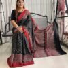 Black Red Ajrakh Digital Print Premium Muslin Saree