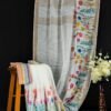 Off White Multicolor Premium Linen Saree with Floral Border