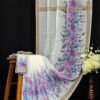Off White Purple Premium Linen Saree for Daily Wear