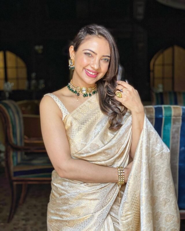 Gold zari hand embroidered wedding saree luxury UK bridal collection