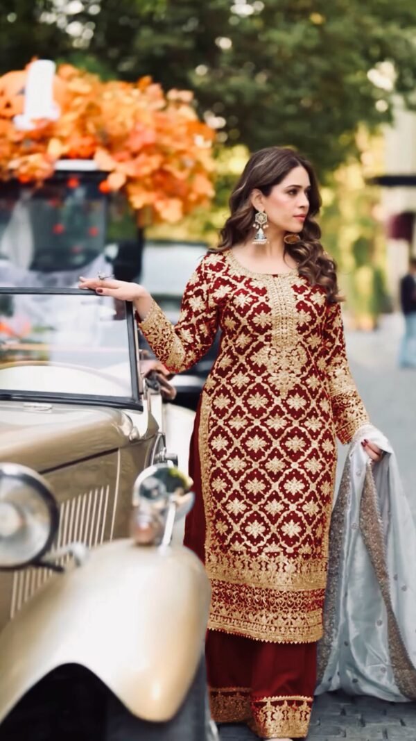 Maroon Designer Party Wear Kurta Set for Women