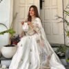 Designer White Chinon Gown Set – Buy Now