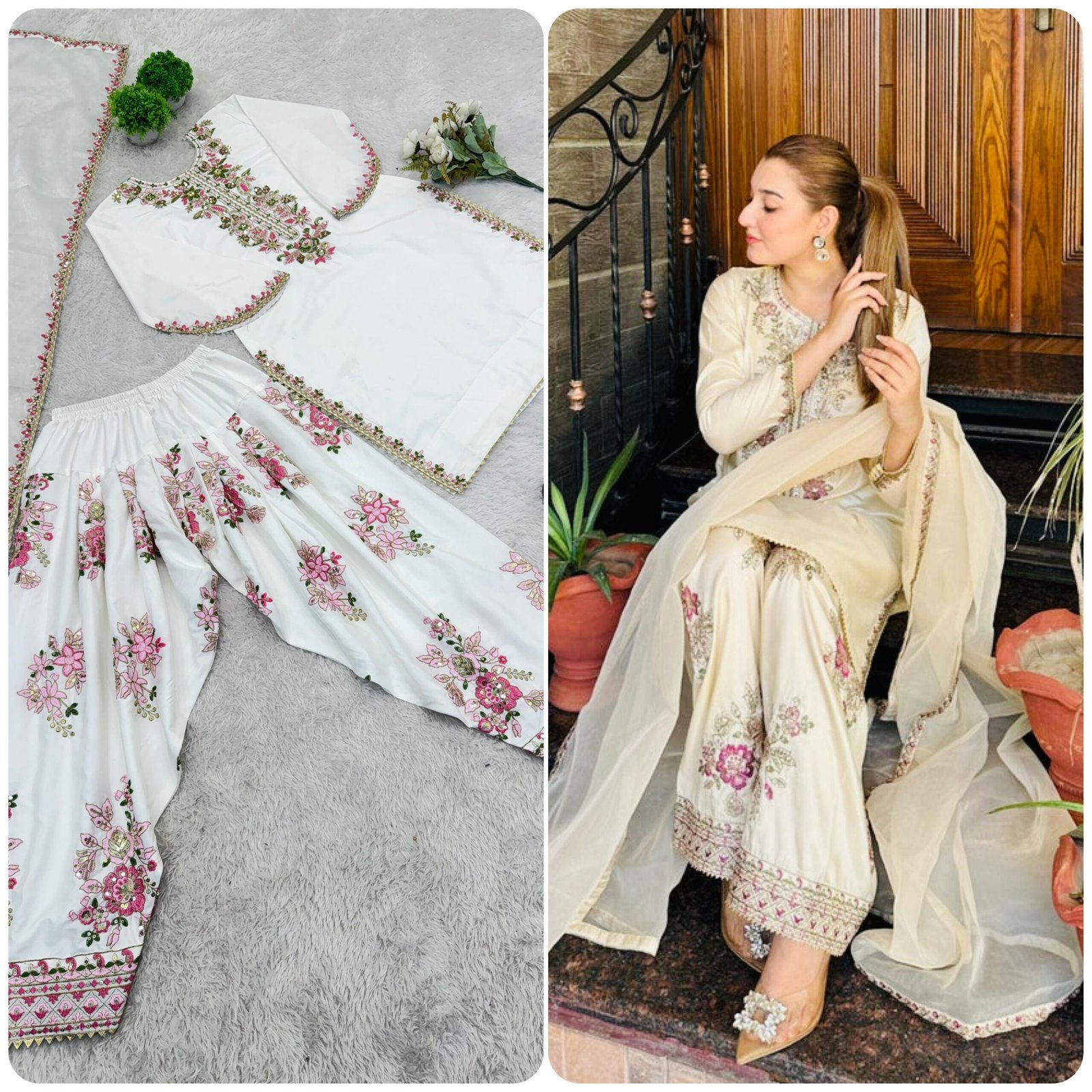 Embroidered Farshi Suit Set Ready to Wear