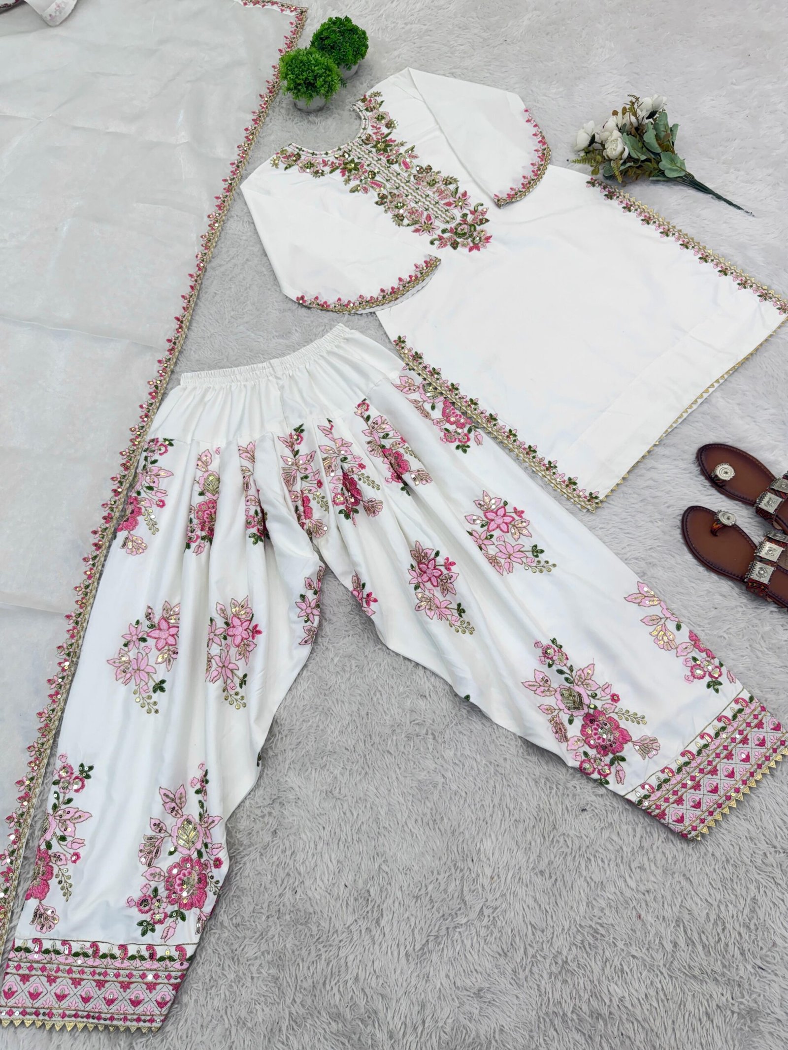 Embroidered Farshi Suit Set Ready to Wear