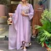 Lavender Chanderi Silk Kurta Set for Women