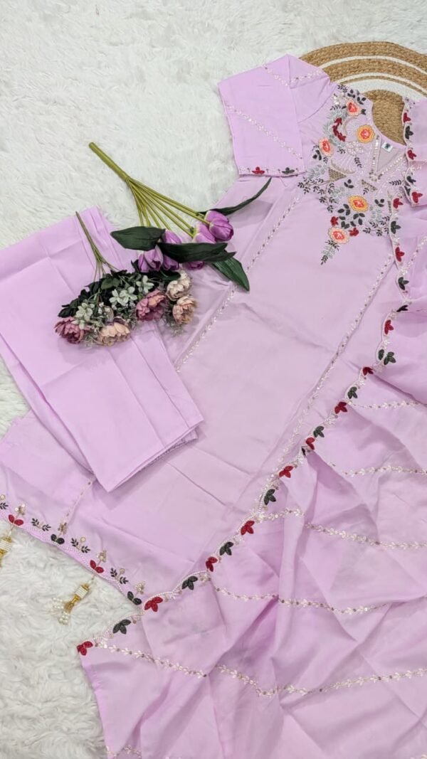 Lavender Chanderi Silk Kurta Set for Women