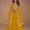 Mustard Yellow Silk Anarkali Suit with Sequins Dupatta