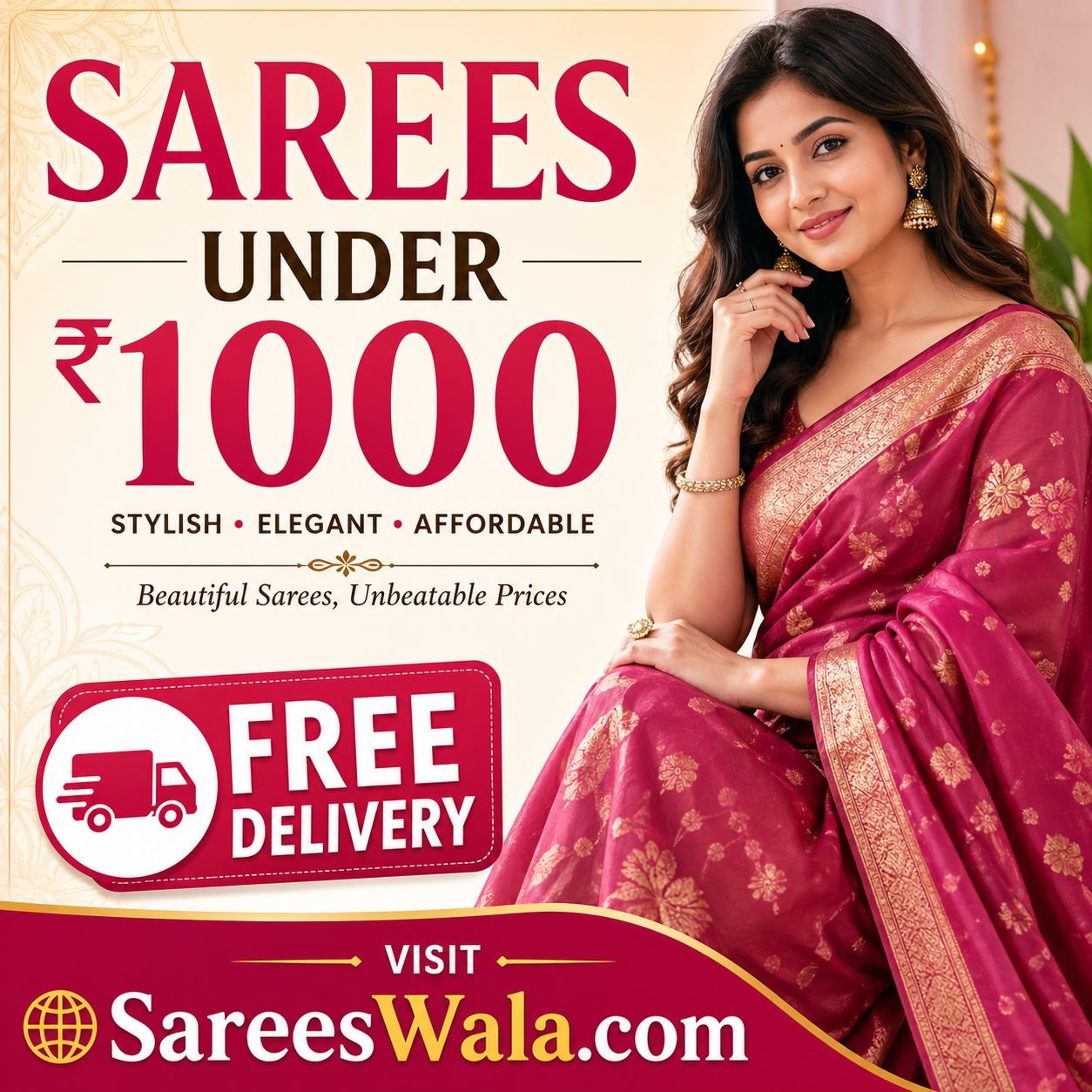Stylish sarees under 1000 online with free delivery at SareesWala