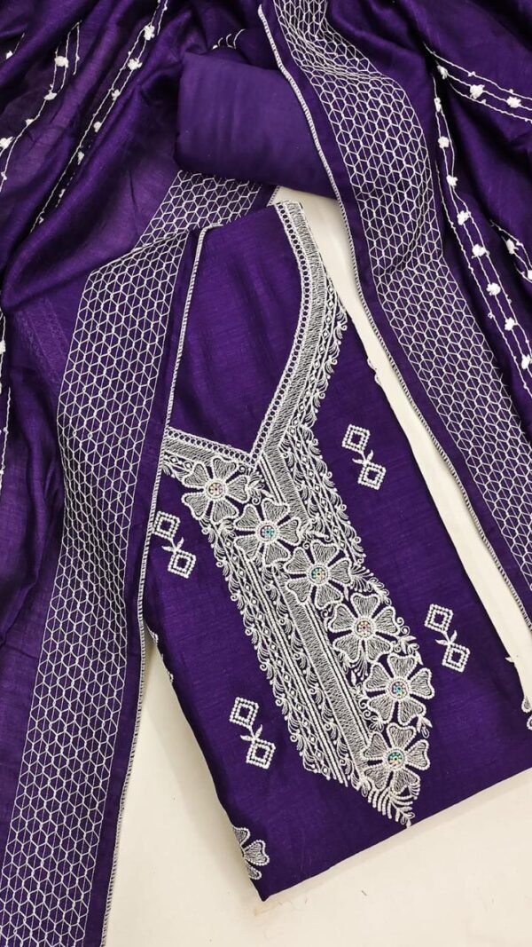 Alternative view of Embroidered Pakistani Suit Under 1000 with Dupatta | 4 Colors Available