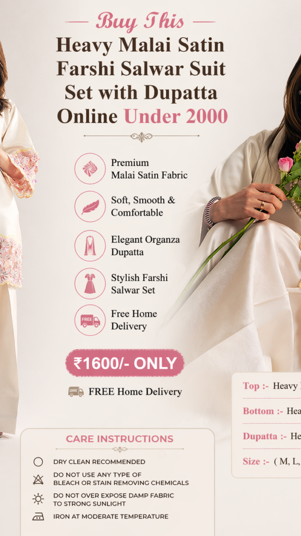 Buy Heavy Malai Satin Farshi Salwar Suit Set with Dupatta Online under 2000 for Women