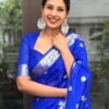 Buy Soft Lichi Silk Saree Online Under ₹1000 Blue Jacquard Saree for Women