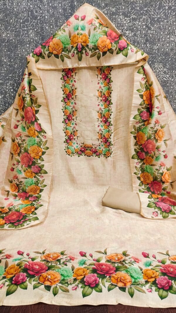 Alternative view of Floral Digital Print Pakistani Suit Under 1000 with Dupatta | 4 Colors Available