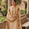 Cream Beige Floral Pakistani Suit with Dupatta under 1000