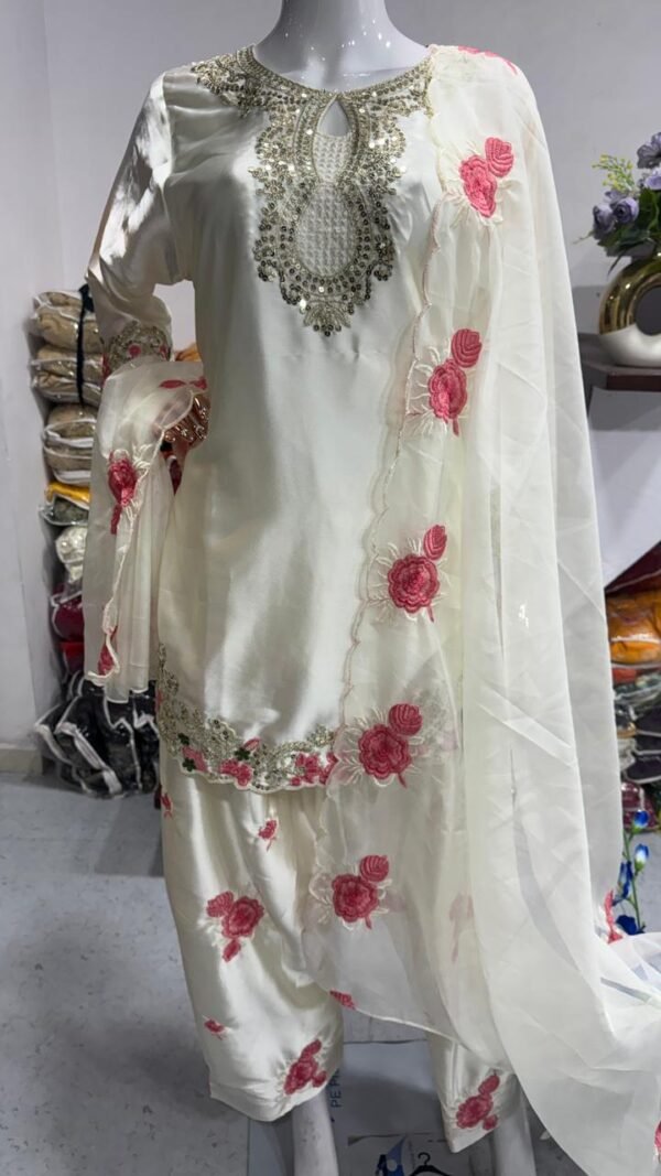 Alternative view of Japan Satin Silk Amir Trending Dress with Dupatta | 3 Colors Available