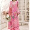 pink pakistani suit under 1000 floral cotton with chiffon dupatta for women