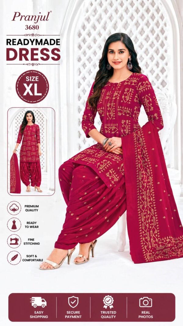 Pranjul Readymade Dress Size XL for Women – Stylish Printed Punjabi Suit with Dupatta