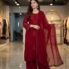 red pakistani suit under 2000 embroidered georgette plazzo dupatta set for women