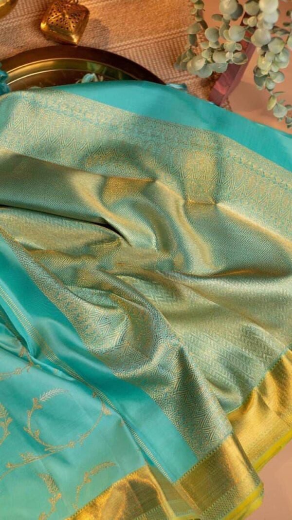 Alternative view of Soft Lichi Silk Saree Under 1000 – Jacquard Border Designer Saree with Rich Pallu