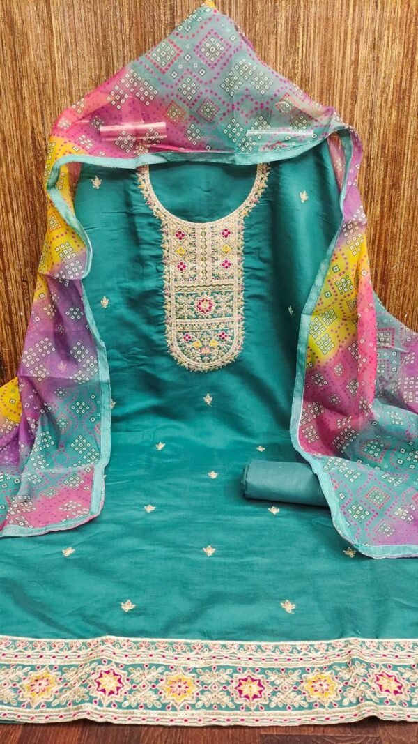 Alternative view of Buy Designer Pakistani Suit with Organza Dupatta Under 1000