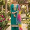 Teal Green Designer Pakistani Suit with Organza Dupatta under 1000