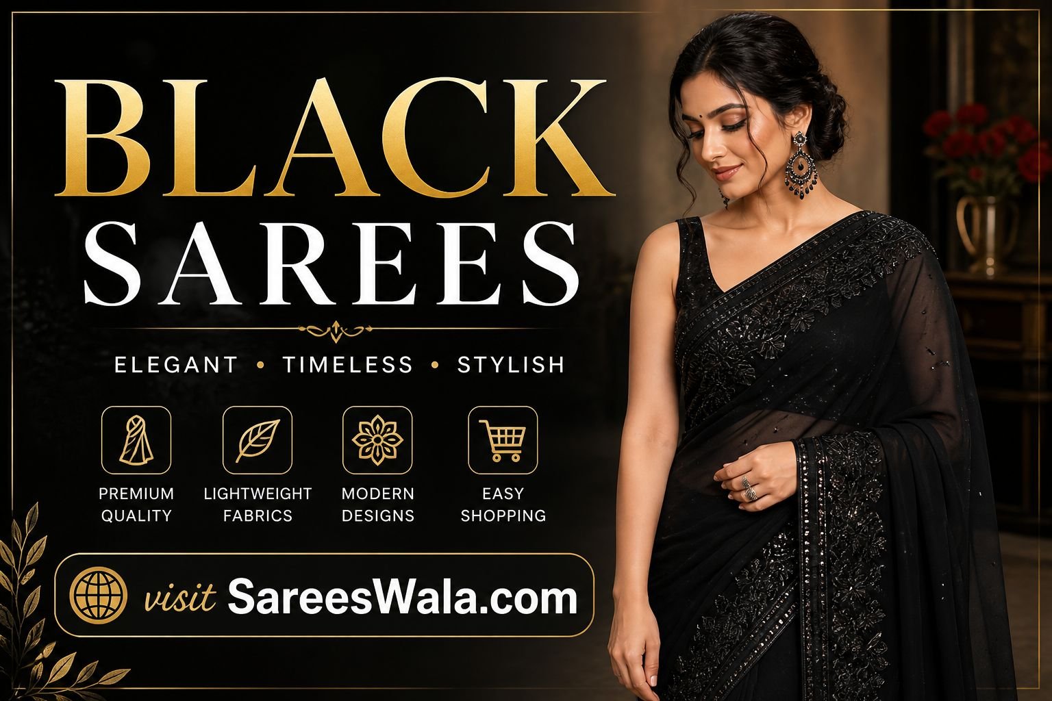 Black Sarees – Elegant Black Color Sarees | Sarees in Black Colour
