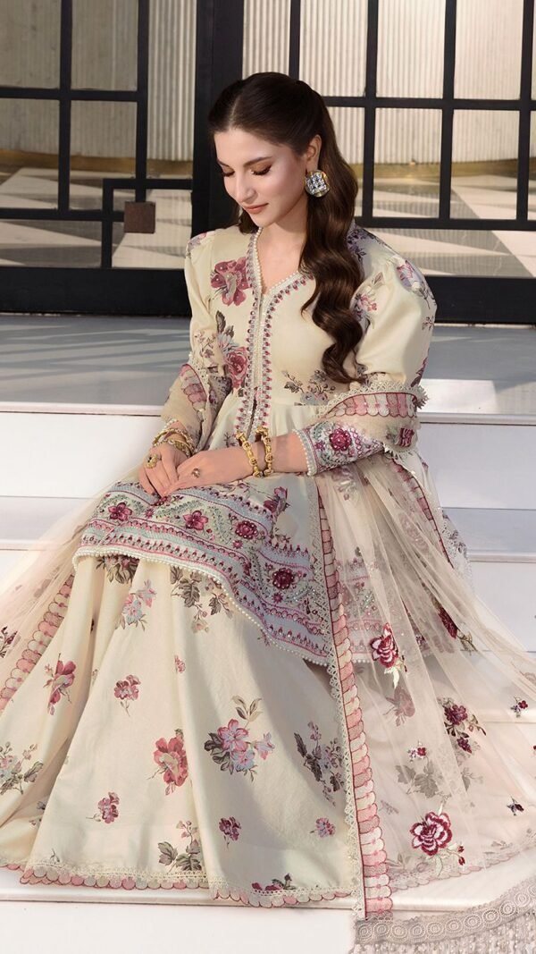 Dananeer Mobeen Inspired Peplum Sharara Suit with Embroidered Dupatta