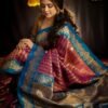 Magenta Blue Lichi Silk Saree with Rich Pallu and Jacquard Border