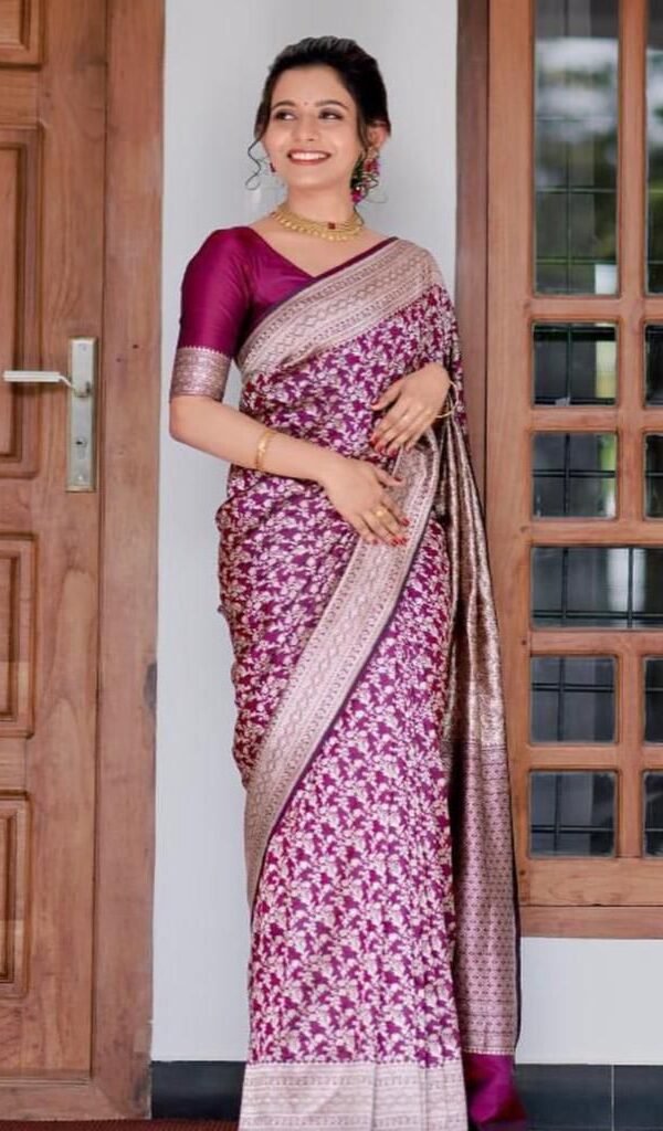 Purple Lichi Silk Saree with Rich Pallu and Jacquard Work