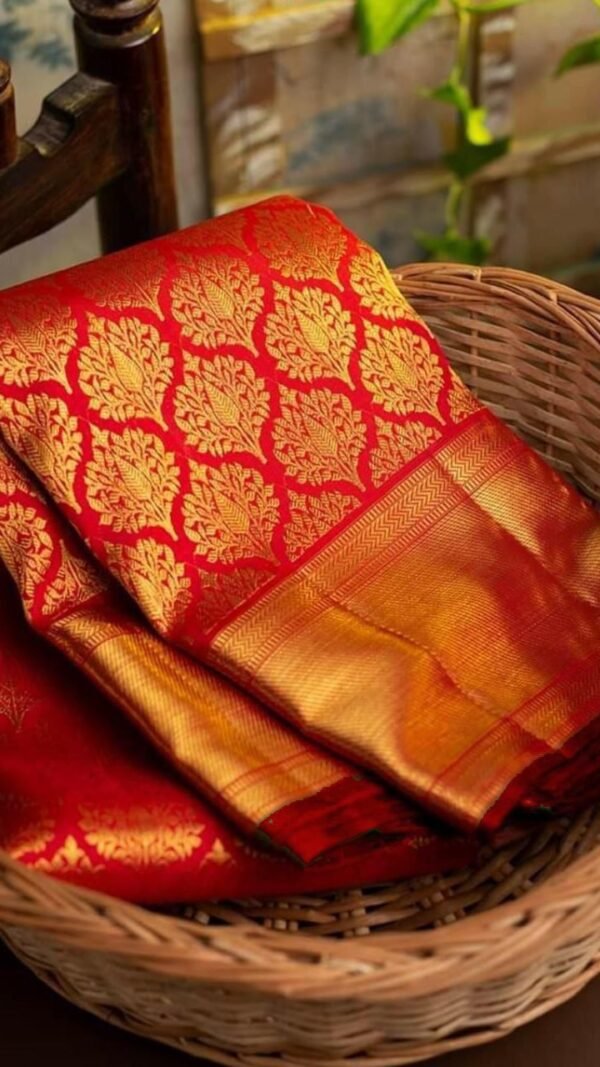 Red Soft Lichi Silk Saree Under 1000 with Rich Pallu and Jacquard Border