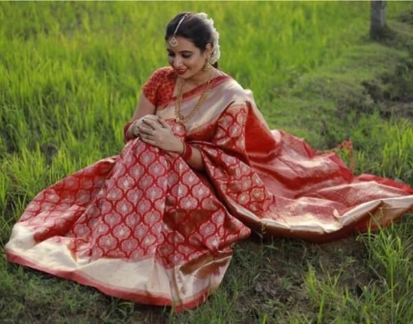 Alternative view of Red Soft Lichi Silk Saree Under 1000 – Rich Pallu Jacquard Designer Saree