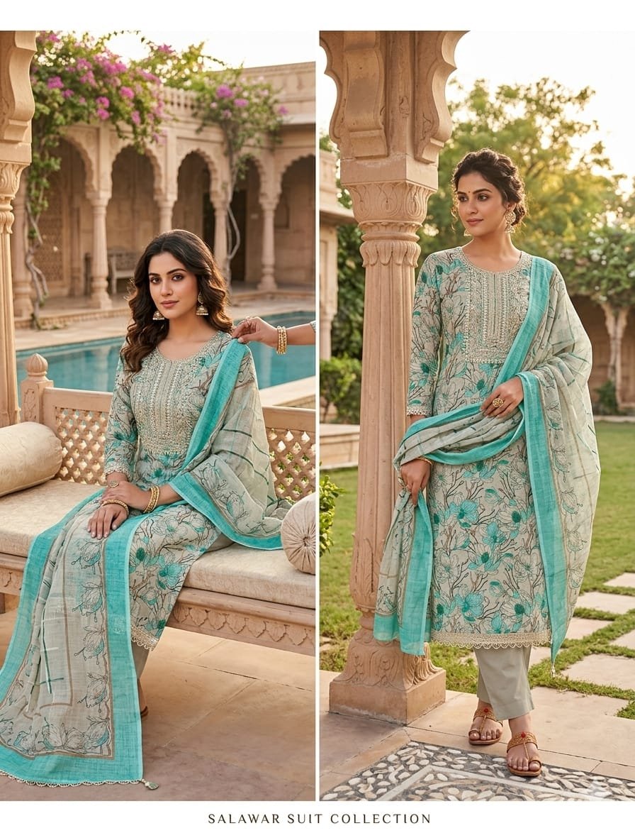 Indian Villa Lilan Cotton Pakistani Suit Material Under 1000 - Image 4