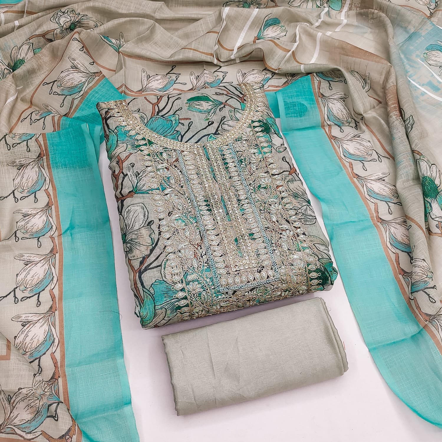 Indian Villa Lilan Cotton Pakistani Suit Material Under 1000 - Image 13