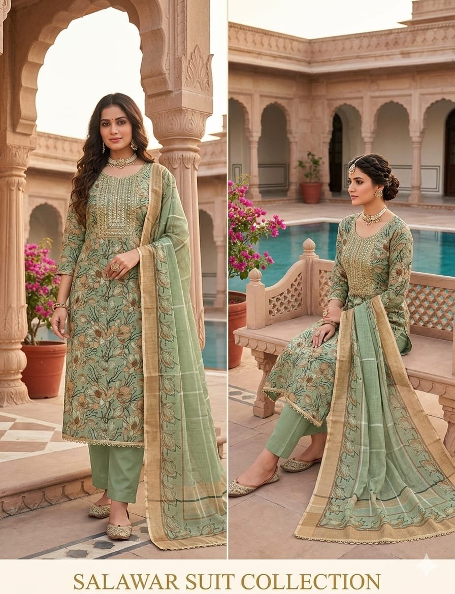 Indian Villa Lilan Cotton Pakistani Suit Material Under 1000 - Image 2
