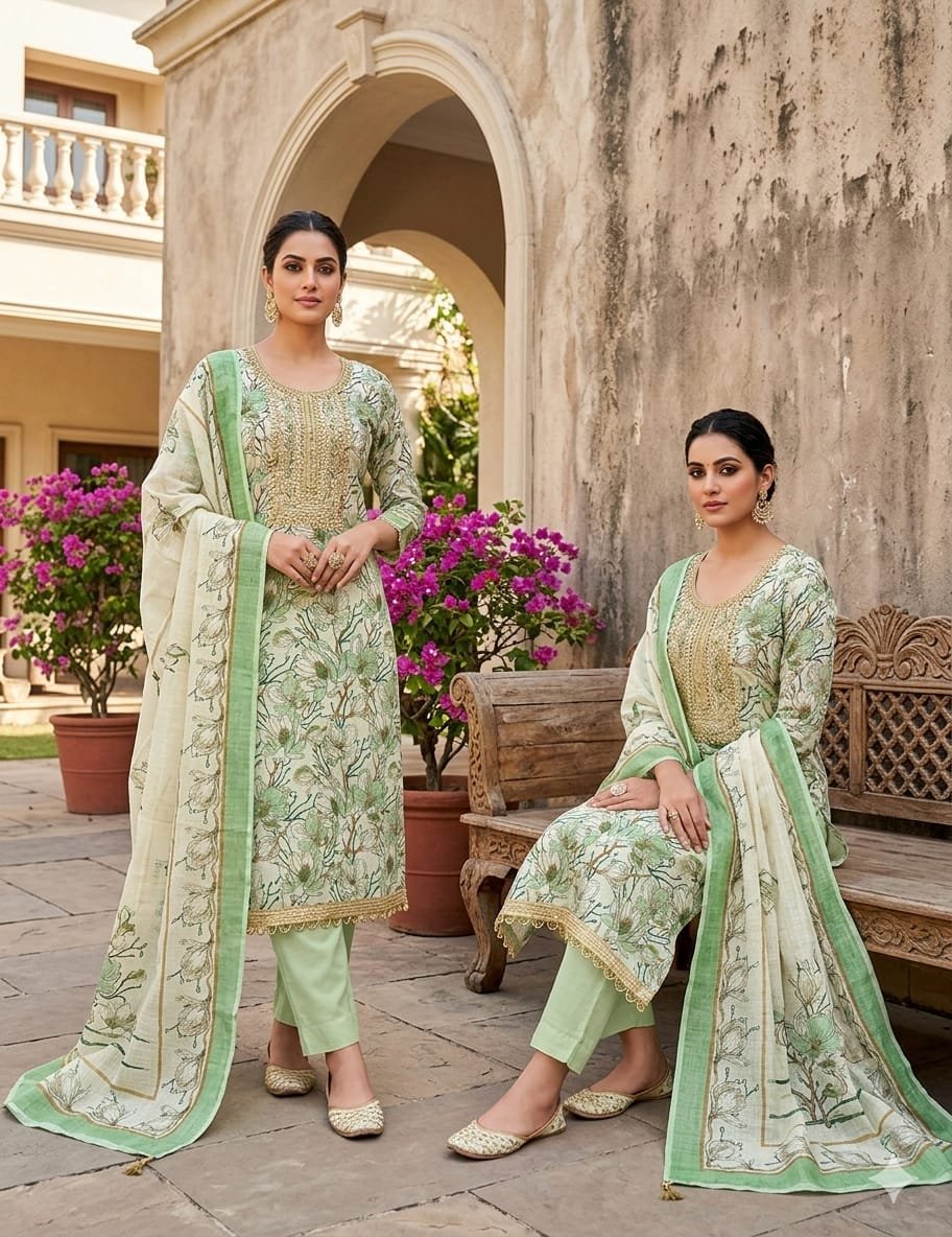 Indian Villa Lilan Cotton Pakistani Suit Material Under 1000 - Image 5