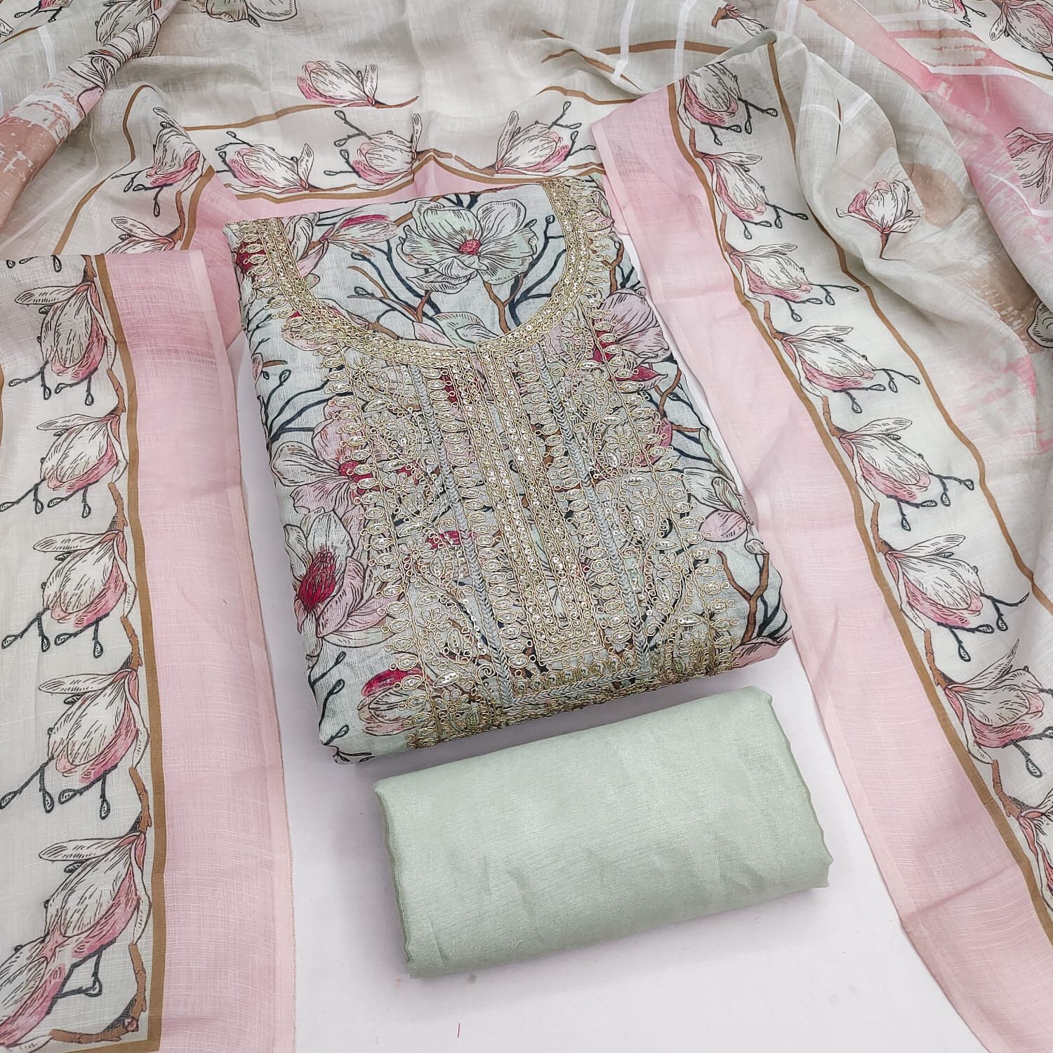 Indian Villa Lilan Cotton Pakistani Suit Material Under 1000 - Image 16
