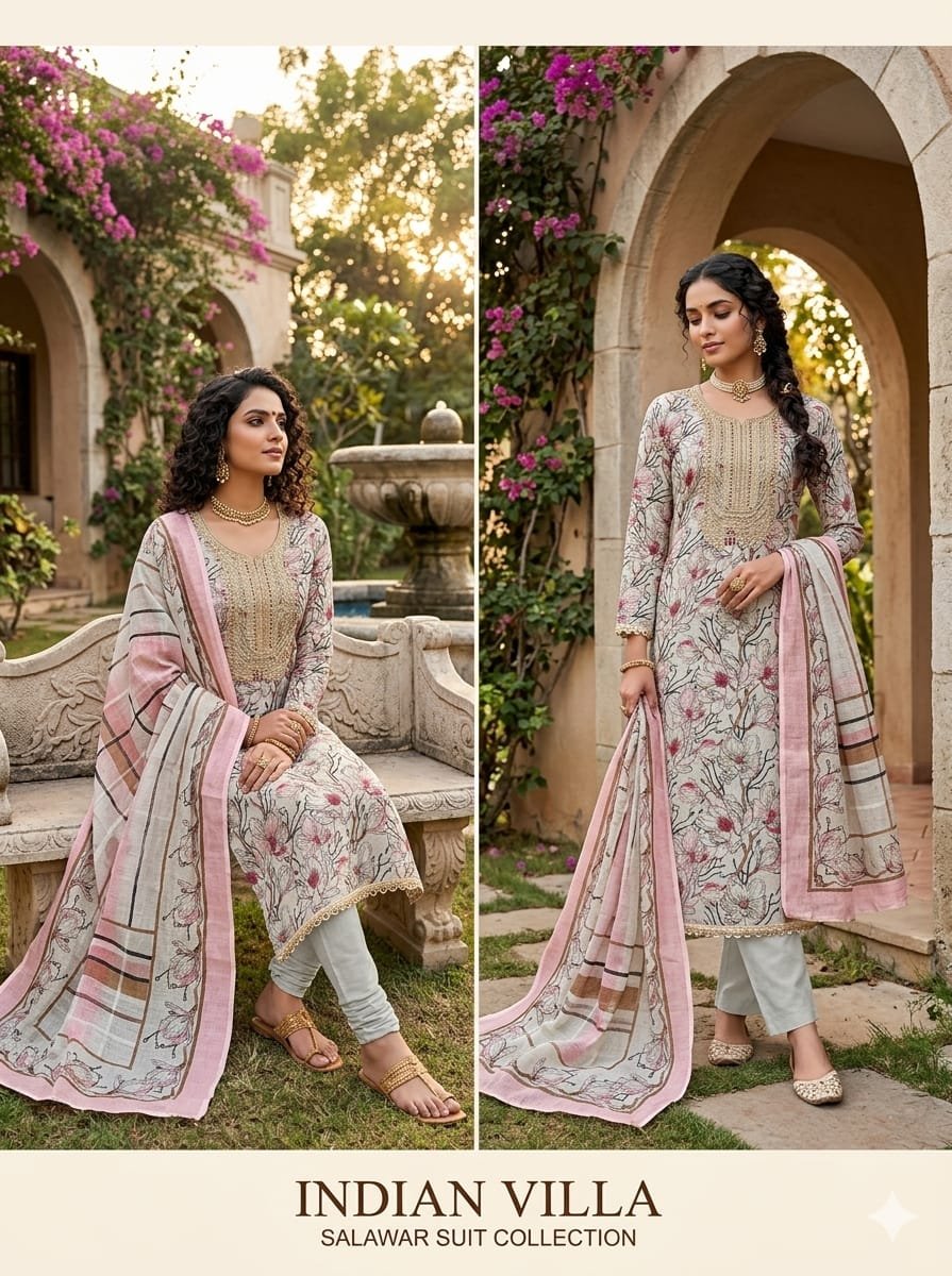 Indian Villa Lilan Cotton Pakistani Suit Material Under 1000 - Image 11