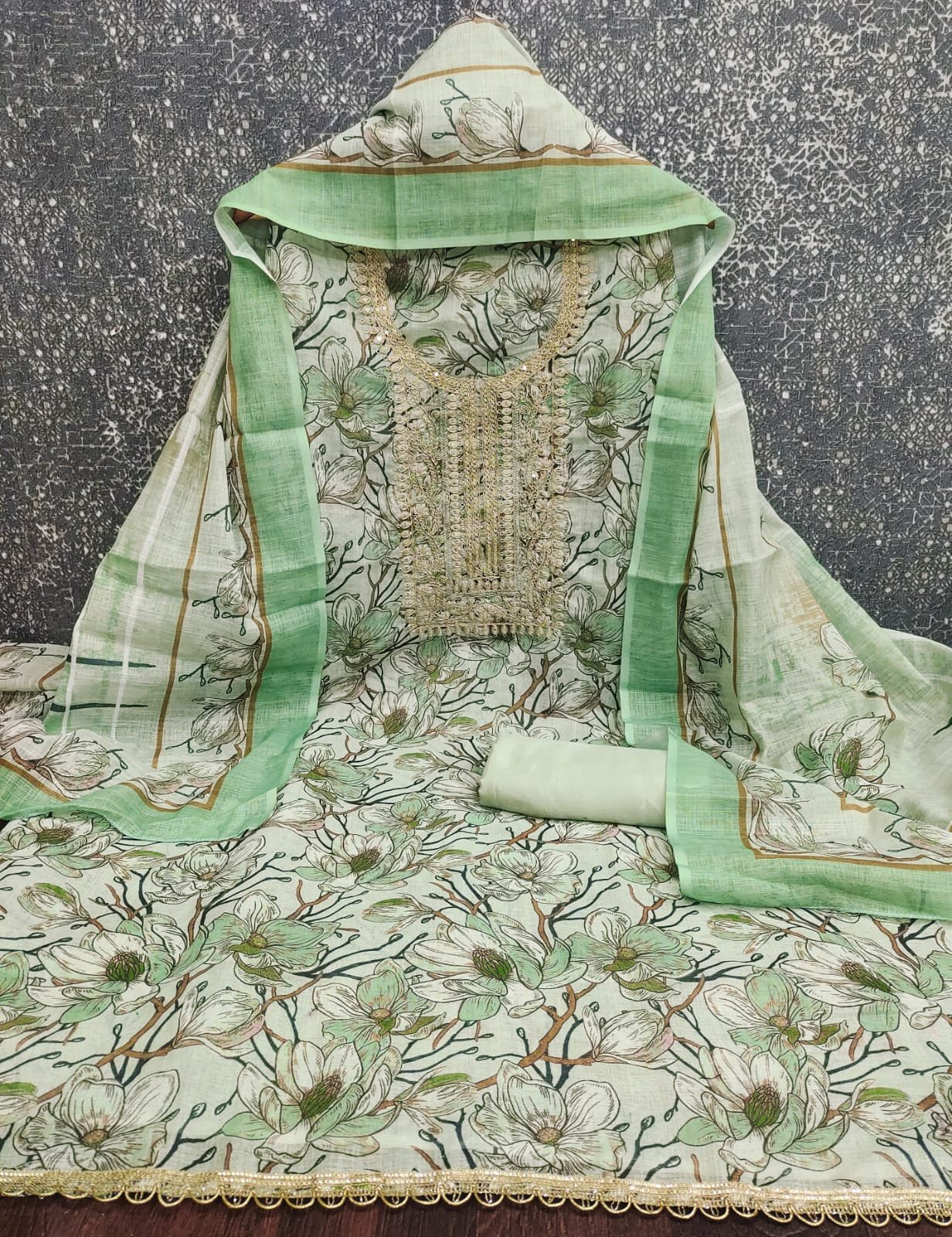 Indian Villa Lilan Cotton Pakistani Suit Material Under 1000 - Image 8