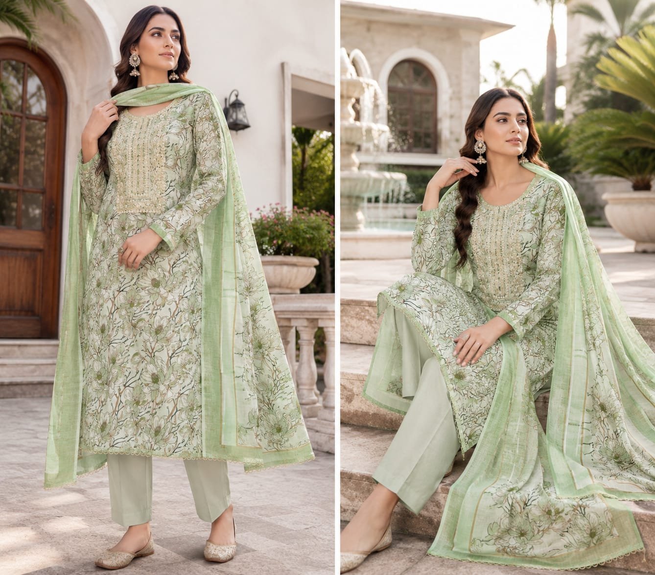 Indian Villa Lilan Cotton Pakistani Suit Material Under 1000 - Image 9
