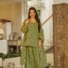Olive Green Cotton Farshi Salwar Suit for Women Under ₹1500 with Printed Design