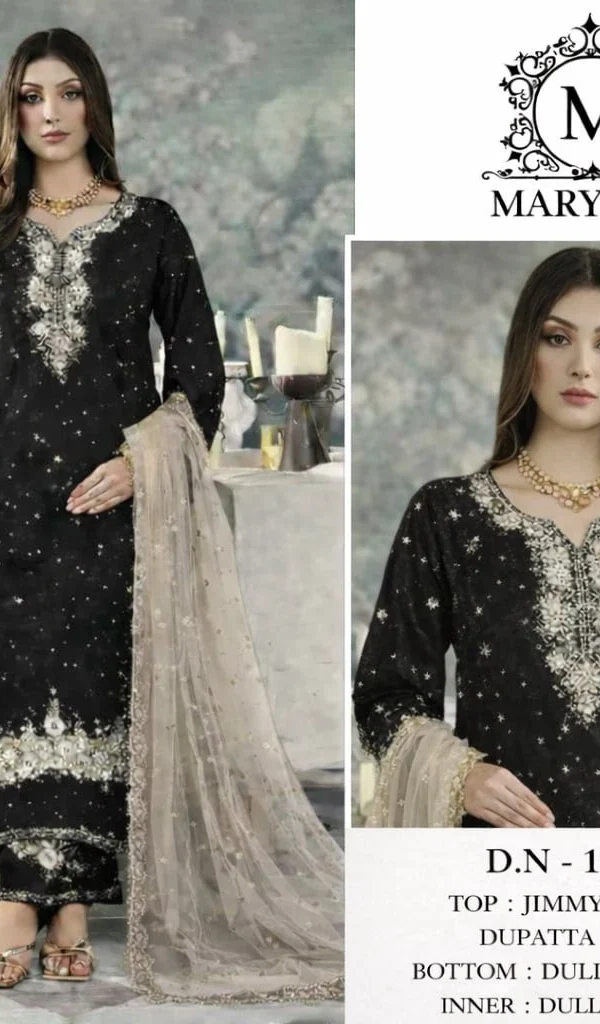 Pakistani Suit black Heavy Jimmy Choo party wear embroidered suit with hand moti and mirror work