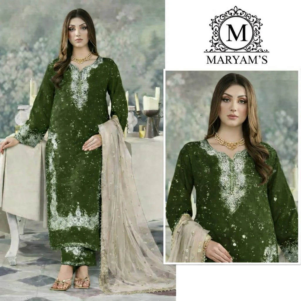 Pakistani Suit heavy Jimmy Choo party wear green embroidered designer suit with hand moti mirror work and net dupatta