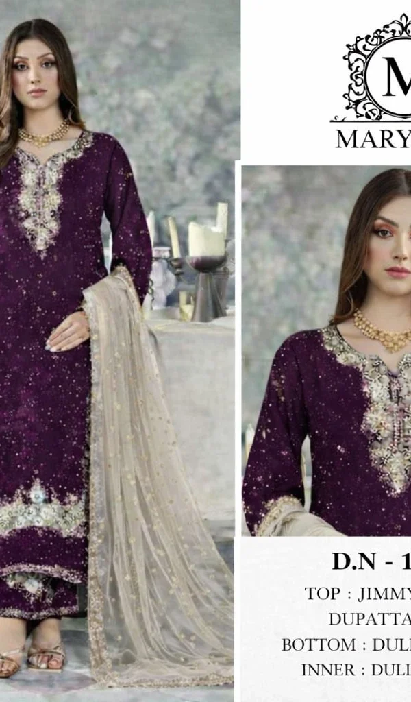 Pakistani Suit heavy Jimmy Choo purple party wear embroidered suit with hand moti work