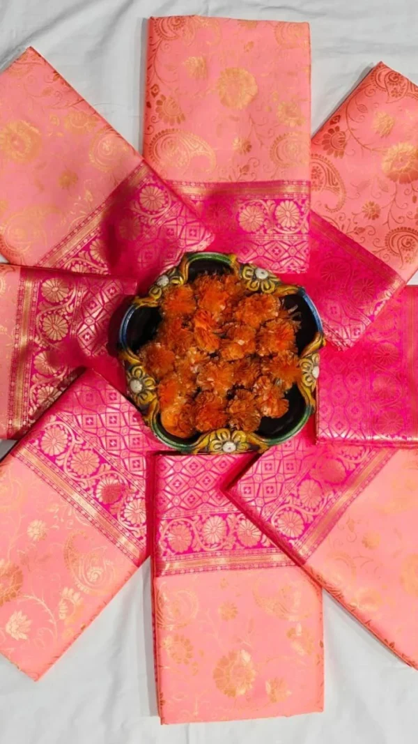 Pink Soft Lichi Silk Saree for Women with Rich Pallu and Jacquard Work