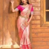 Pink Soft Lichi Silk Saree for Women with Rich Pallu and Jacquard Work