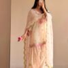 White and pink Farshi Salwar Suit Cotton for women with embroidered Chanderi cotton design